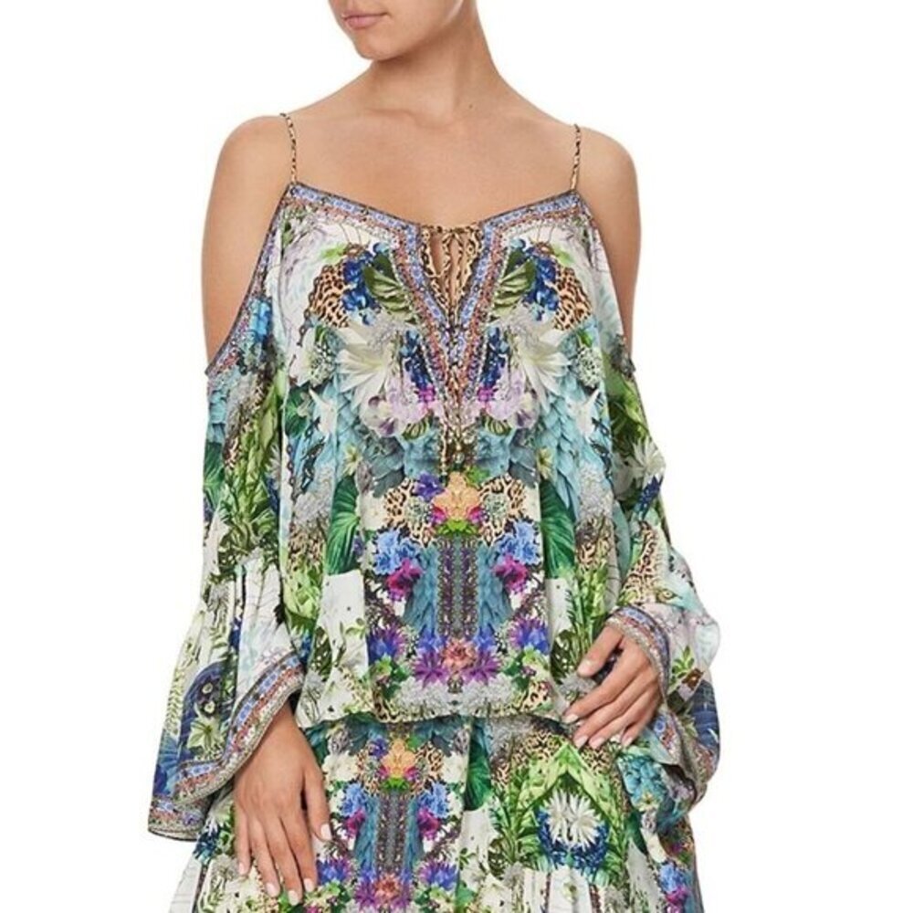 Camilla Moon Garden Drop Shoulder Top‎ Size Small b74